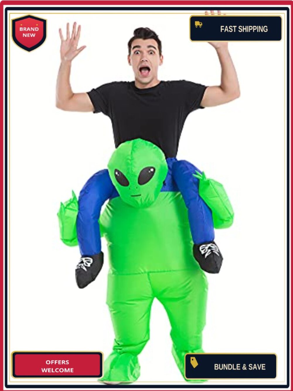Inflatable Alien Costume Piggy Back Rider Cosplay Halloween Adults